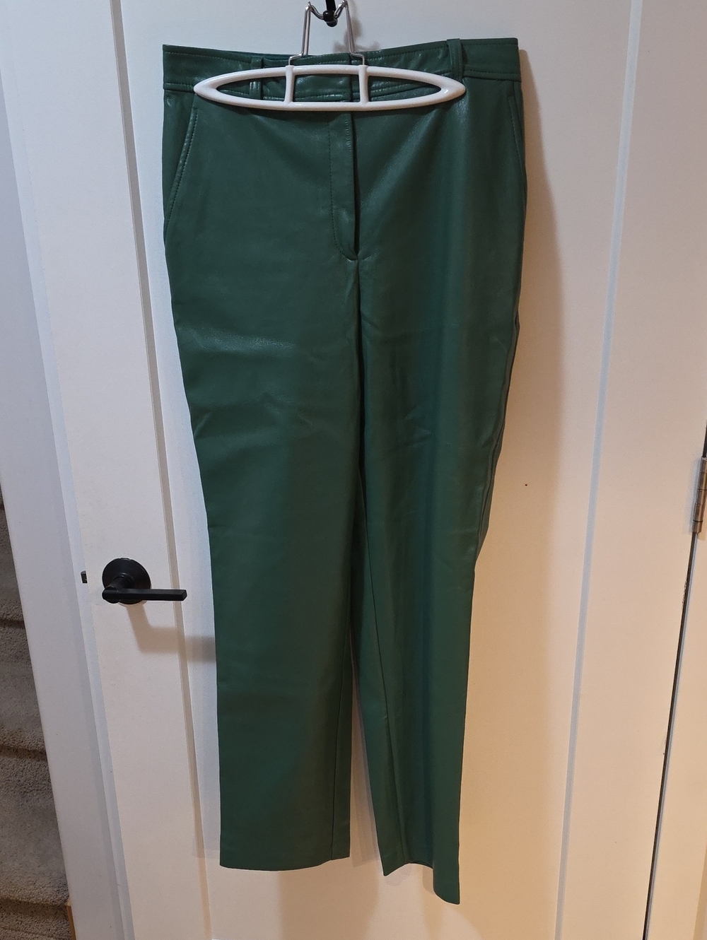 Babaton Dark Emerald Green Faux Leather Straight-Leg Pants